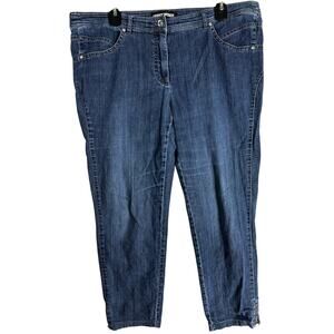 Gerry Weber Jeans Womens Size 16 Blue Slim Style Cropped Mid Rise Cotton Blend